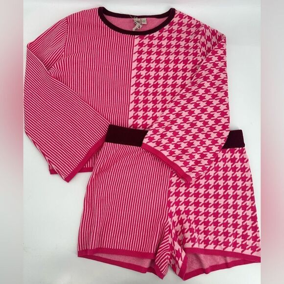 Anthropologie Dolan Left Coast 2 Piece Sierra Lounge Set Raspberry Pink - Picture 1 of 11